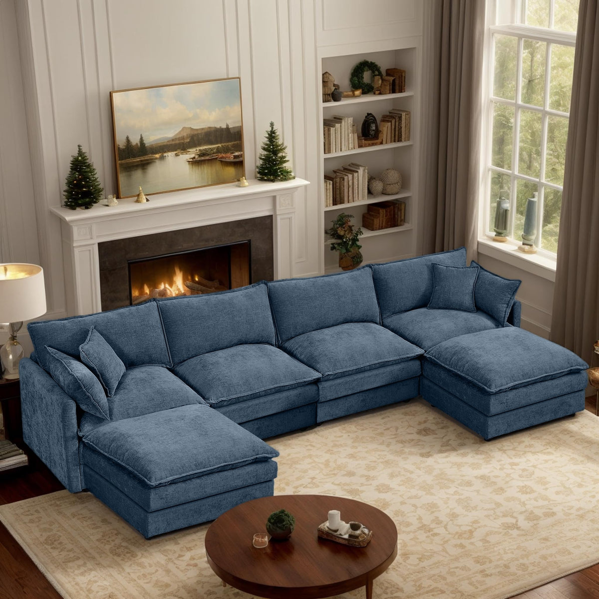 106.3" Chenille Modular Sectional Sofa,Convertible Cloud Couch