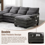 U Shaped Cloud Couch, 110" Chenille Comfy 4 Seat Sectional Couches for Living Room, Modular Sofa Sleeper with Double Chaise Foam for Apartment