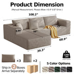 108'' Sectional Boneless Couches for Living Room,Cloud Sectional Couch with L-Shape Chaise,Modern Corduroy Modular Sofa with Deep Seat,No Assembly Required(Left Facing Chaise,Camel)