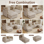 103.8" Modular Cloud Couch Chenille Sectional Sofa L Shaped Couch