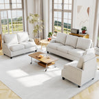 Tidyard Living Room Sofa Set, Sectional Couch with Loveseat&Armchair, Modern 3-Seater+2-Seater+Accent Chair Furniture for Apartment, Fabric Upholstery, Wooden Frame, Pocket Springs, Removable Covers
