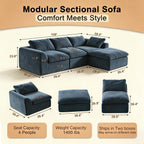 109" Modular Boneless Cloud Couch for Living Room, No Assembly Needed