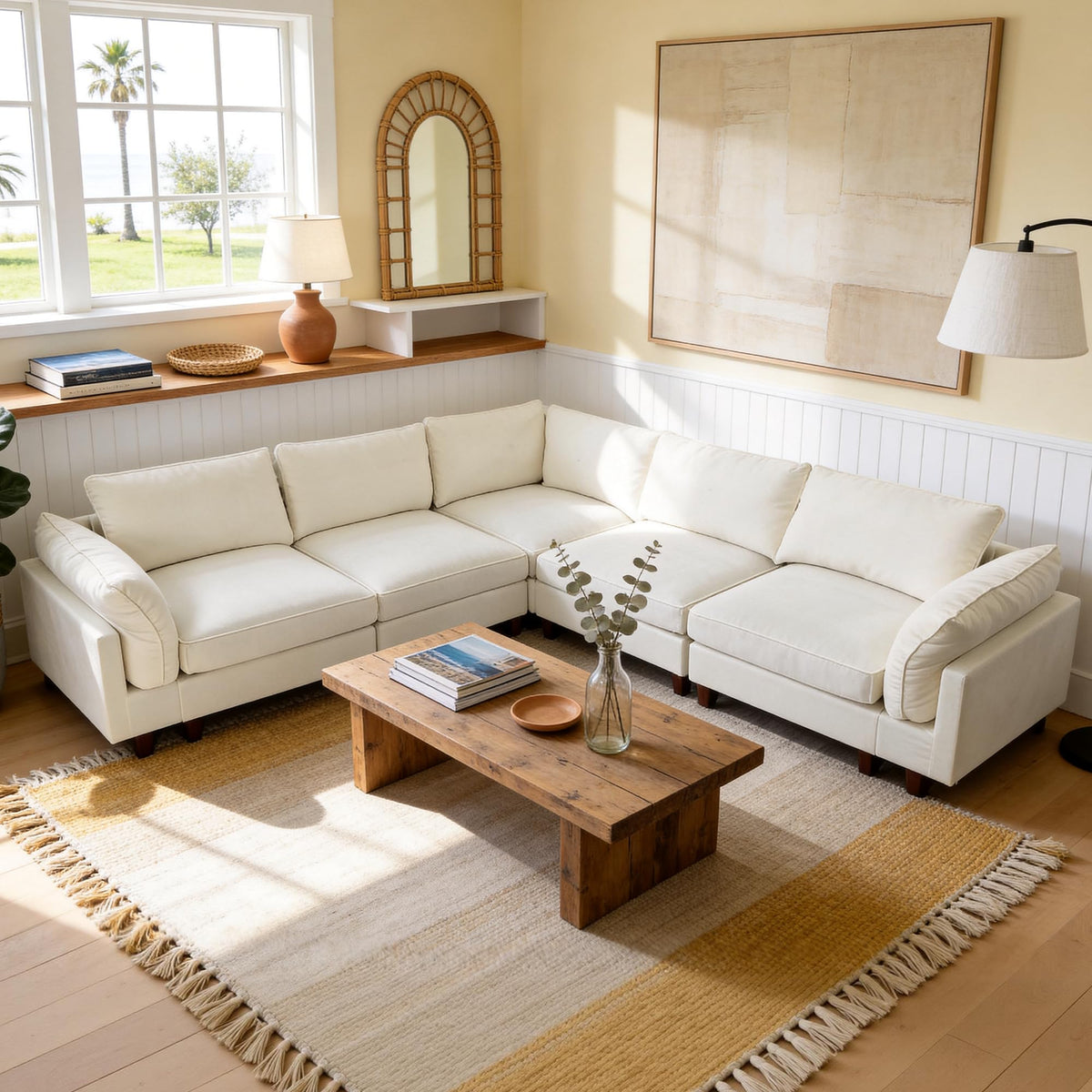 126" L Shaped Faux Leather Couch with Deep Seat for Living Room, Grey