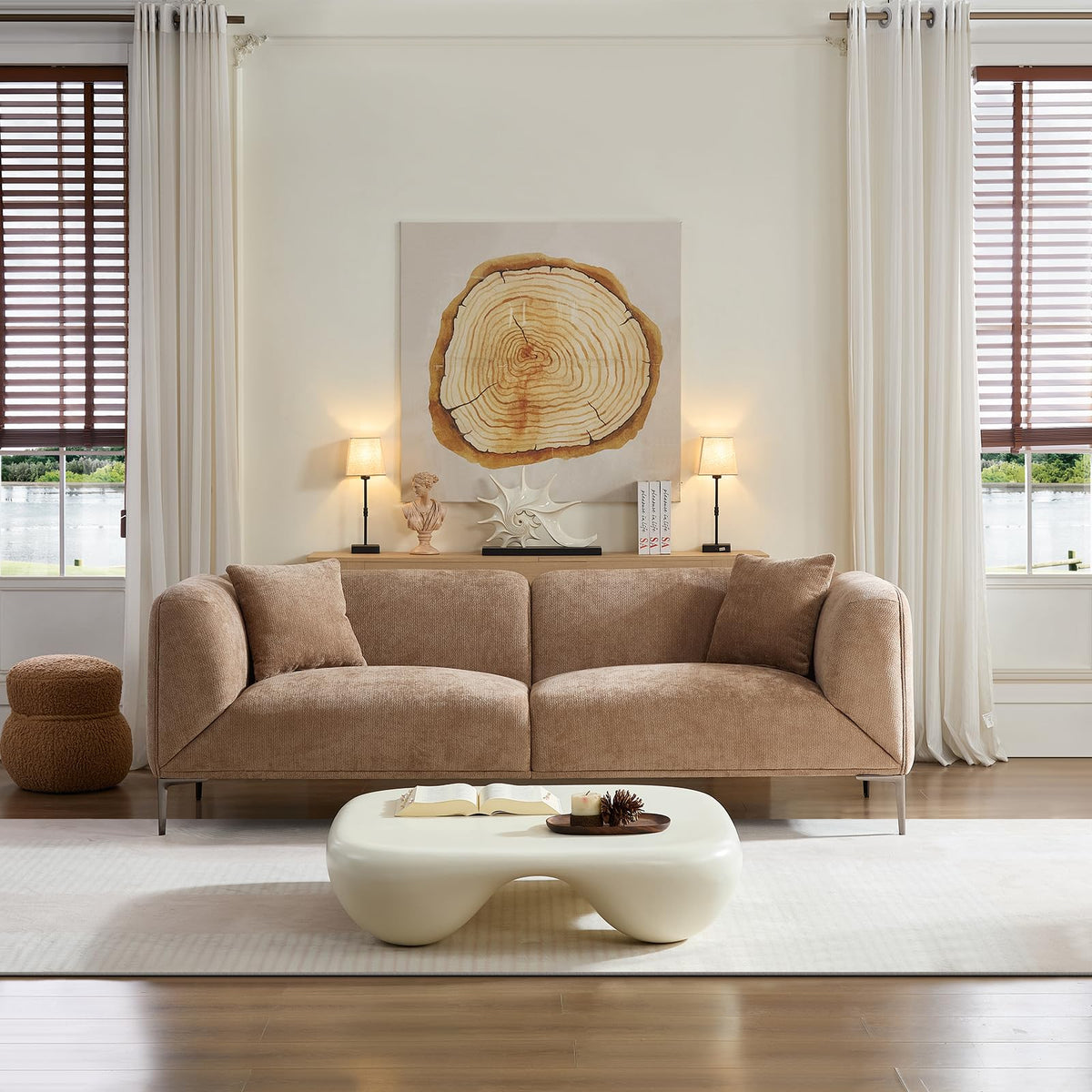 Versatile Camel Sofa for Living Room, Comfortable Modern Design, Couch