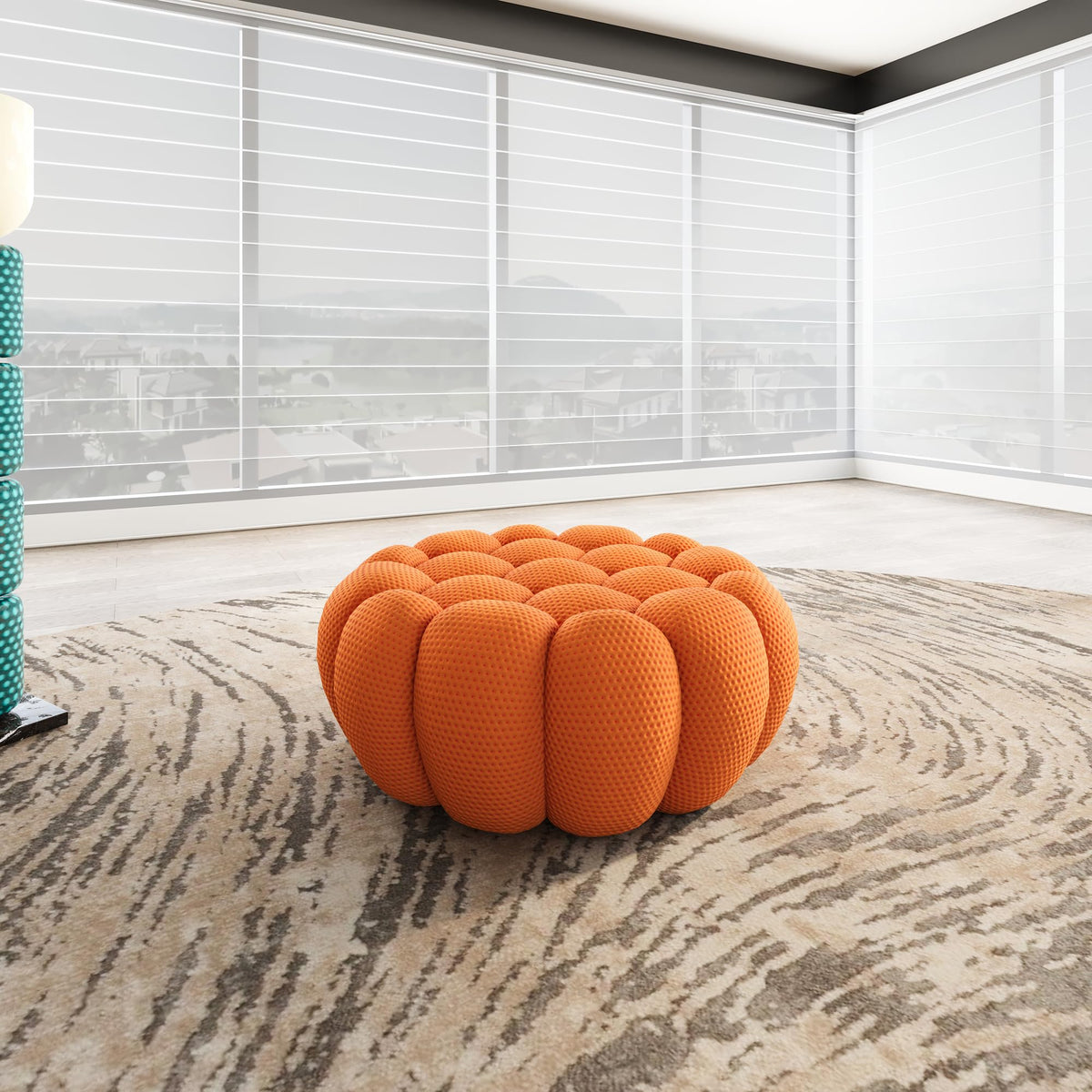WJShome 98.43''Bubble Couch Large Seating,3D Honeycomb Shape Curved Couches,Deep Seat Floor Sofas Chair Lounge for Office,Apartment,No-Assembly,Orange