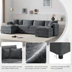 [NEW SKU of N723S1687B]136" Chenille Modular Sectional Sofa with Deep and