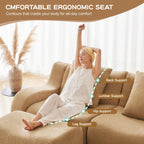 Three-Seat Boneless Sofa Teddy Fabric, No Assembly Required, Ergonomic Design, Camel