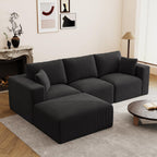 79" Modular Sectional Sofa, Cloud Couch Loveseat Memory Foam Boneless Couch with Chaise, Cozy Upholstered Corduroy Floor Couch, No Assembly Required Living Room Furniture for Apartment, Beige