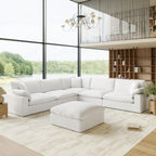 110.8" Oversized Cloud Modular Sectional Sofa, L Shaped Couch,White