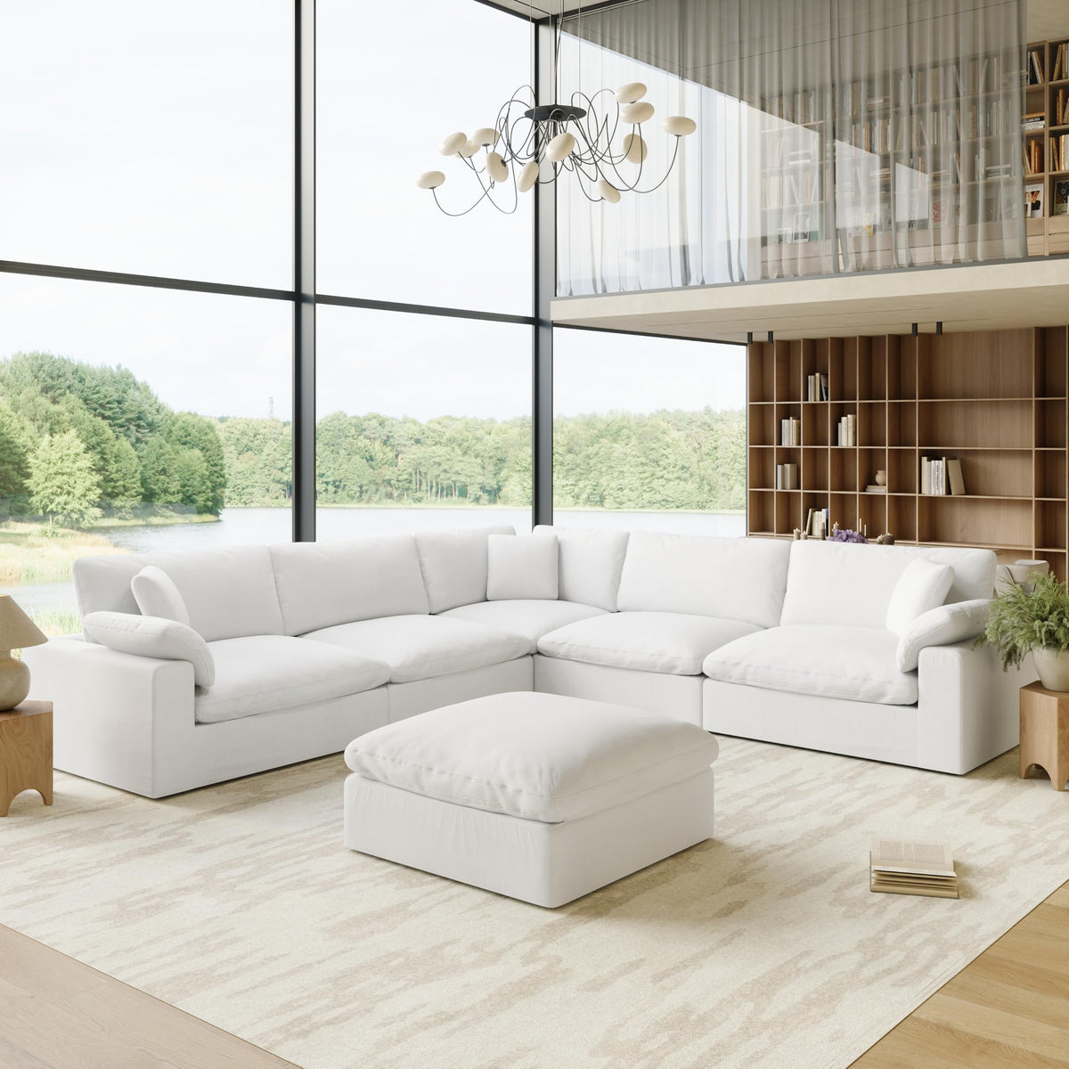 110.8" Oversized Cloud Modular Sectional Sofa, L Shaped Couch,White