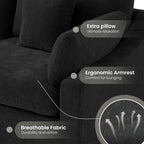 WJShome Cloud Modular Sectional Sofa Couch for Livingroom,119inch Down Filled L Shaped Couch with Wide Seat,Convertible Sectional Sofa with Ottoman,Covers Washable&Replaceable,Black