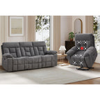 EBELLO 2 Piece Reclining Living Room Set, Soft Fabric Recliner Sofa Furniture Set, Included Power Lift Recliner Chair with Massage and Heat and 3 Seat Sofa, Dark Greenish-Grey