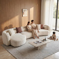 132" Oversized Boucle Cloud Couch with Chaise, Light Beige Sectional