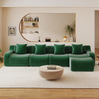 115.3" Modular Sectional Couches for Living Room, Teddy Deep Seat Sofa, 3 Seater Boneless Couch with 2 Ottoman,Orange