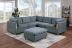 Tidyard Living Room Corner Sofa Wedge, Steel Gray Dorris Fabric Sectional with Wooden Legs, Plush Comfort Couch, Contemporary Style, 3? x 3? No Brand Name
