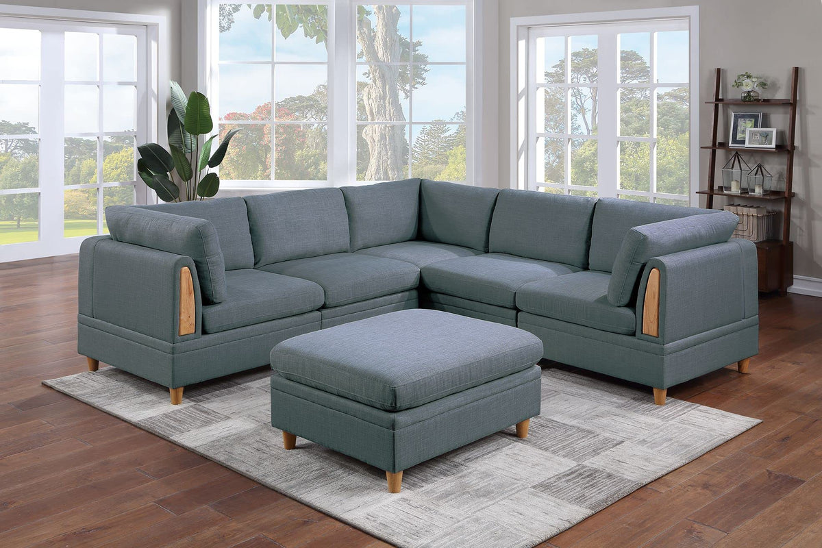 Tidyard Living Room Corner Sofa Wedge, Steel Gray Dorris Fabric Sectional with Wooden Legs, Plush Comfort Couch, Contemporary Style, 3? x 3? No Brand Name