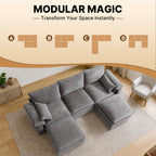 110" Modular Sectional Sofa with Storage, Premium Chenille Cloud Couch with Movable Ottomans, 1200lbs Heavy Duty Deep Seat Sectional, High-Density Foam