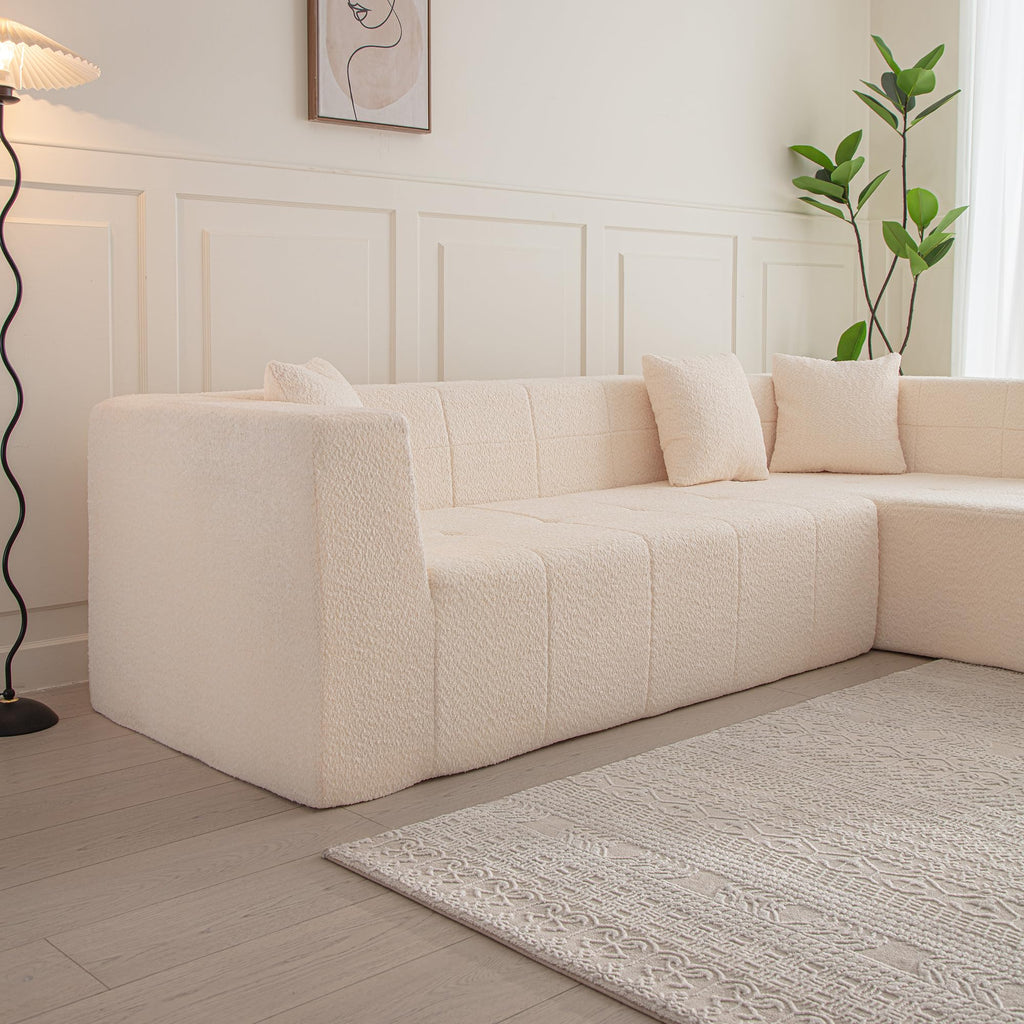 105.5" Modular L Shaped Sectional Floor Couch, Deep Seat Tufted Comfy Sofa Set with Chaise for Living Room