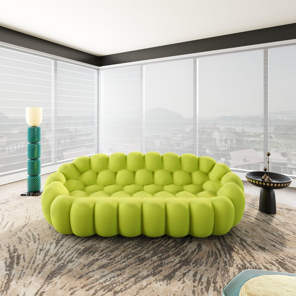 WJShome 98.43''Bubble Couch Large Seating,3D Honeycomb Shape Curved Couches,Deep Seat Floor Sofas Chair Lounge for Office,Apartment,No-Assembly,Orange