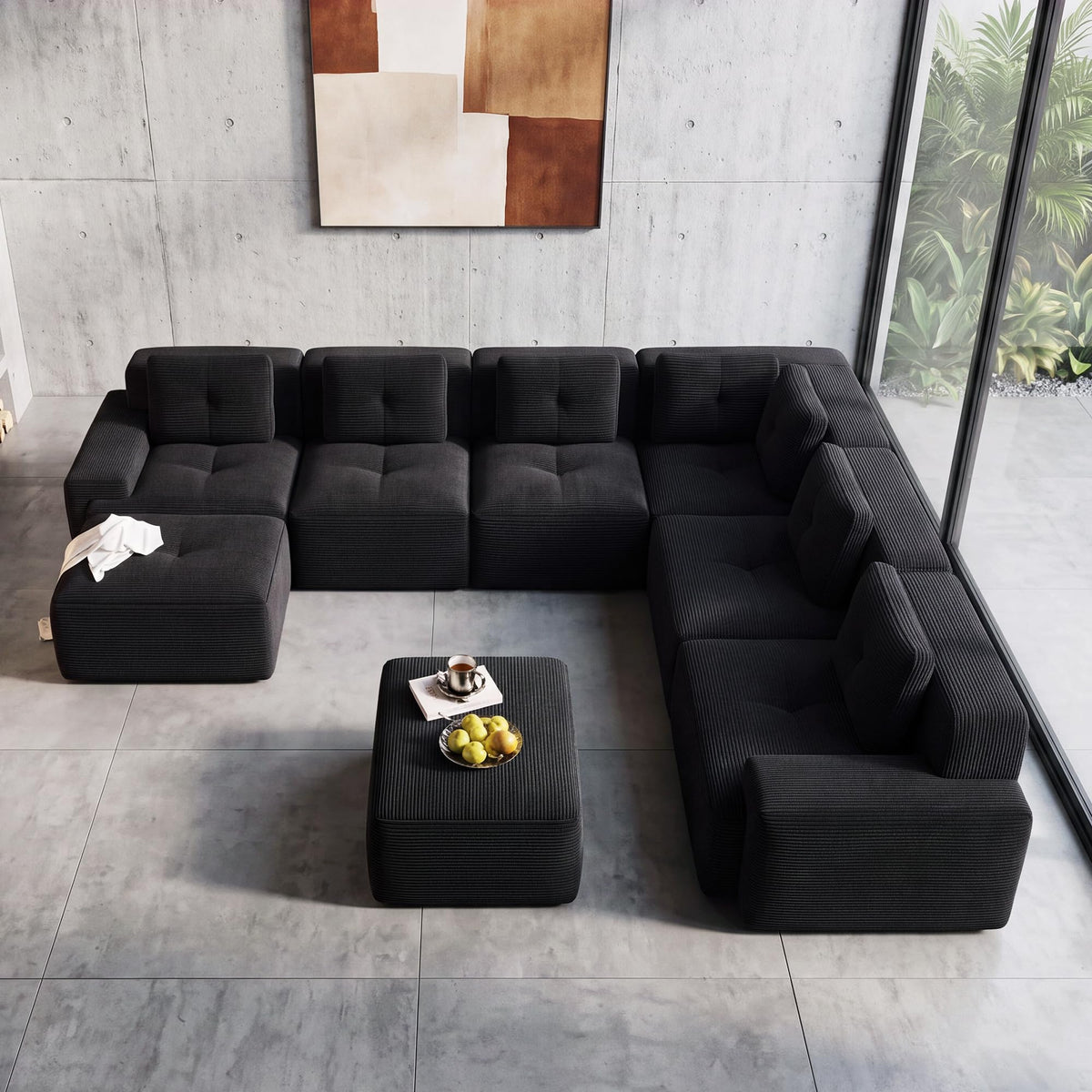 116" Boneless Corner Sectional Couch, 5 Seat Cloud Couches,Camel