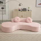 105.5''Curved Sofa, Sofa, Cloud Couch Sofa 3 4 Seater Couch with 2 Pillows,Bedroom, No Assembly Required, Point Shaped Corduroy,(Anti Wrinkle),Pink TJ275