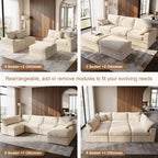 Upgrade Boneless Couch with Storage, Extra Deep&High Seat Modular Sectional Sofa 3 Seater U Shaped Cloud Couch with Ottoman, Tool-Free Assembly Sectional Couches for Living Room