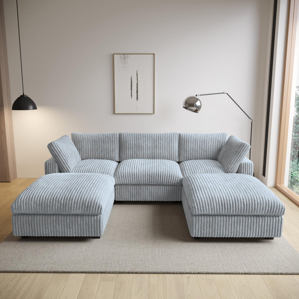 WJShome Cloud Couch Modular Sectional Sofa,118" Oversized V Shaped Sofa with Storage Ottoman for Living Room,Plush 6 Seater Convertible Sectional Couch,Covers Washable&Replaceable,Black