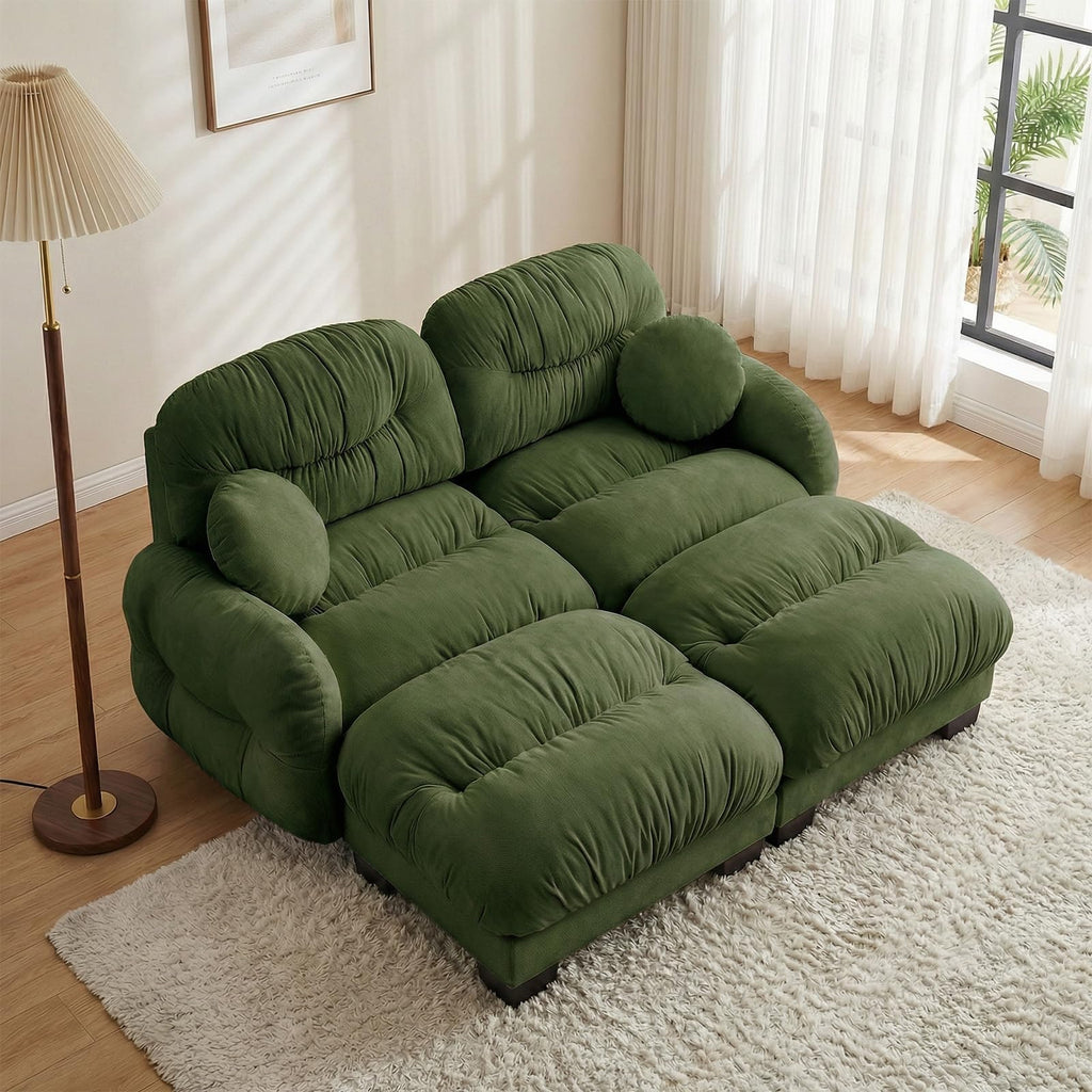 116" U Sectional Couches for Living Room, 3 Seater Modular Couch with 2 Ottoman, Cloud Sofa with Soft Chenille Fabric, High-Density Foam Cushion, Living Room Furniture, Beige