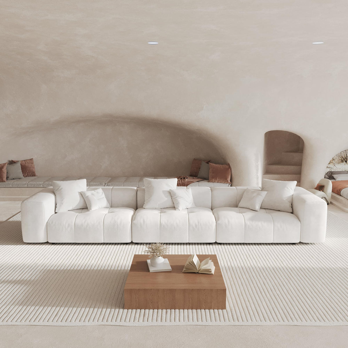 WJShome 144" Oversized Sectional Couches for Living Room,5 Seater Corner Couch Sleeper Sofa, Modern V Shaped Sofa with Deep Seat for Living Room,Spacious Space,White