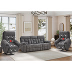 EBELLO 2 Piece Reclining Living Room Set, Soft Fabric Recliner Sofa Furniture Set, Included Power Lift Recliner Chair with Massage and Heat and 3 Seat Sofa, Dark Greenish-Grey