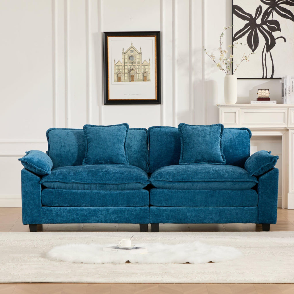 Wider Armrest LoveSeat (Ottoman is not Included), Sectional Couch, for Living Room Bedroom and Apartment, Comfy Double Layer Upholstered Seat Cushion, Breathable Chenille Fabric, Blue,SW5042BL RG696