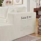 U-Shaped Modular Sectional Sofa with Corduroy Upholstery 132 in - Beige