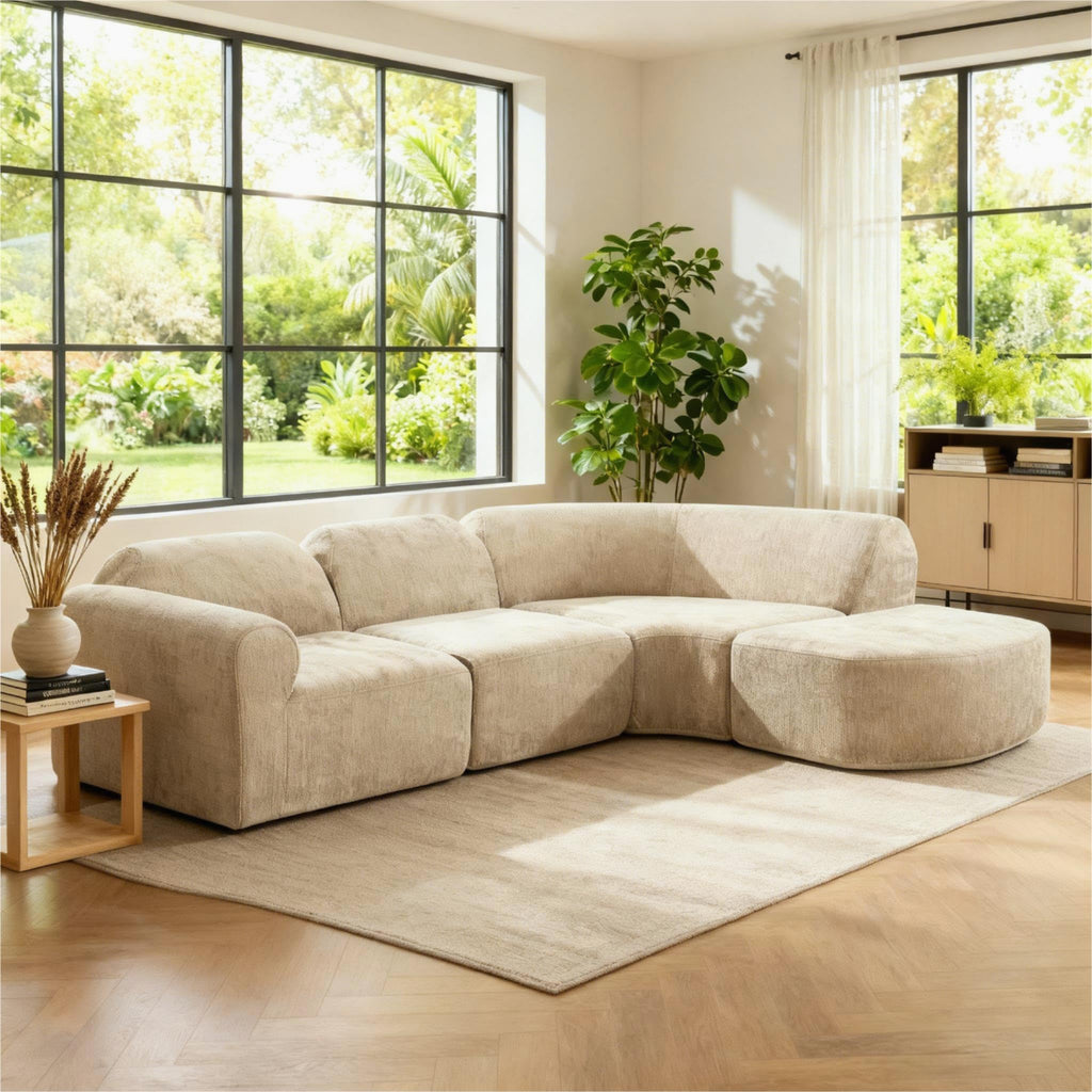 WILLIAMSPACE 111" Sectional Curved Sofa Couch with Fully Compressed Sponge