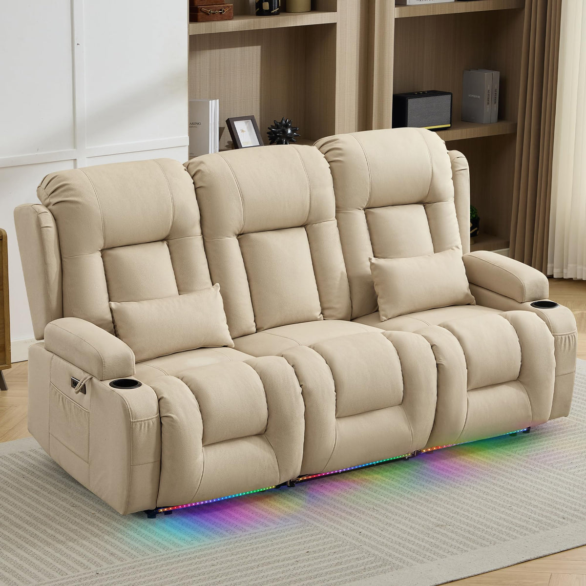 TUNYI Wall Hugger Home Theater Seating, Power Loveseat Recliner Sofa