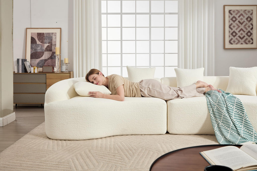 110'' ，Couches Sleeper， Sofa,Compression Modular Sectional,4 Seat，Fabric，with backrest ， armrests，High-Density, Living Room Bedroom Apartment Lounge,
