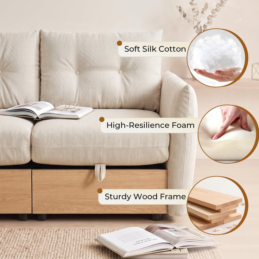 120'' U/V Shaped Cloud Couch Modular Sectional Sofa with Storage
