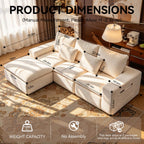 110" Cloud Sectional Couches for Living Room, Warm White