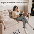 120" Cloud Couch Modular Sectional Sofa for Living Room, 3-Seater with Ottoman, Modern Sofa with Small Pillows Deep Seat L Shapedd Couch Covers Removeble Comfy Linen Khaki