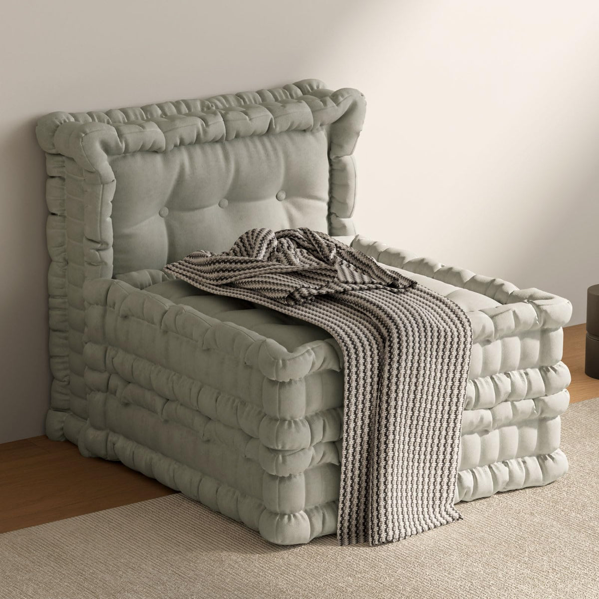 WOWMAX 4 Sets Floor Sofa Couch Bed Convertible Lazy Sofa Sleeper Bed, Floor Chair Bed Mattress Oversized Floor Pillow Ideal for Reading & Gaming, Home Decoration, Light Blue Flowers