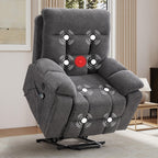 EBELLO 2 Piece Reclining Living Room Set, Soft Fabric Recliner Sofa Furniture Set, Included Power Lift Recliner Chair with Massage and Heat and 3 Seat Sofa, Dark Greenish-Grey