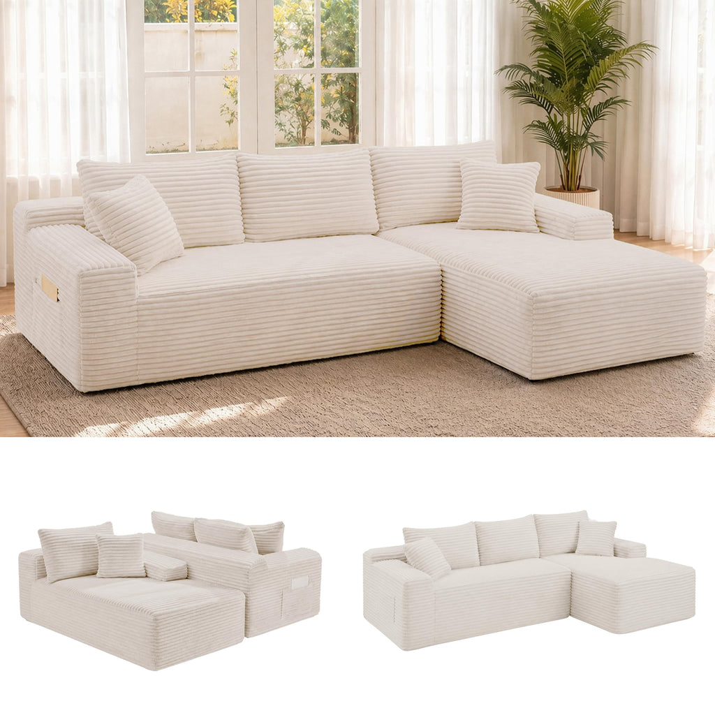 106" Modular Boneless Sofa, Sectional Chaise L-Shaped Couch for Living Room
