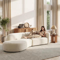 118" Left-Facing Chenille Sectional Sofa with Chaise, Modern Curved Cloud Couch, Deep Seat Upholstered Sofa with Solid Wood Frame, Organic Rounded Design for Living Room, Beige
