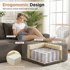 127" U-Shaped Boneless Sofa with Center Console for Living Room, Brown