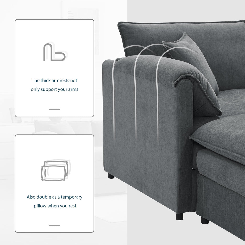 [NEW SKU of N723S1687B]136" Chenille Modular Sectional Sofa with Deep and