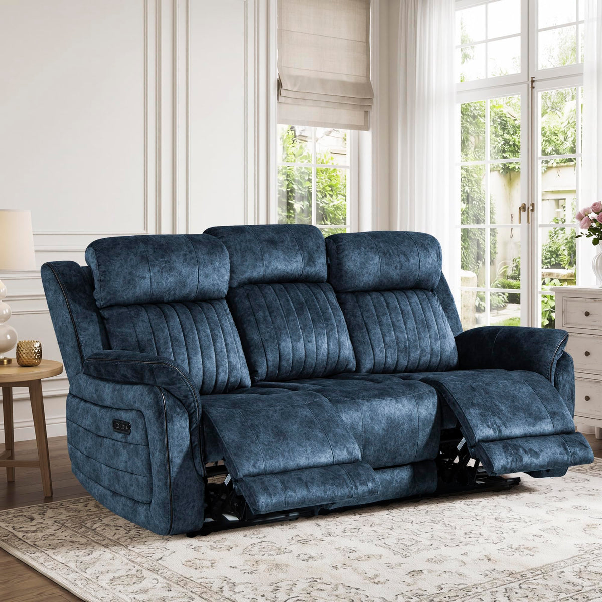 Zero Gravity Reclining Sofa w/ Drop-Down Backrest for Living Room, Blue