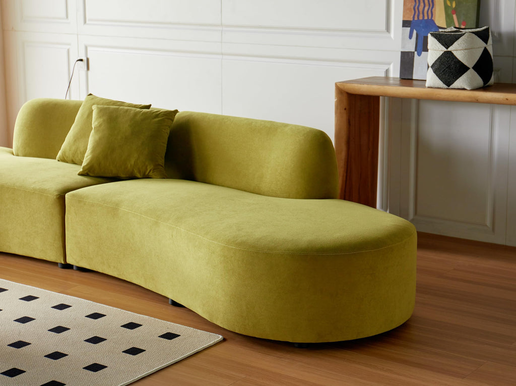Tidyard Curved Sofa, 6 Seater Half Moon Design High-Density Foam Velvet Couch for Living Room Office Apartment