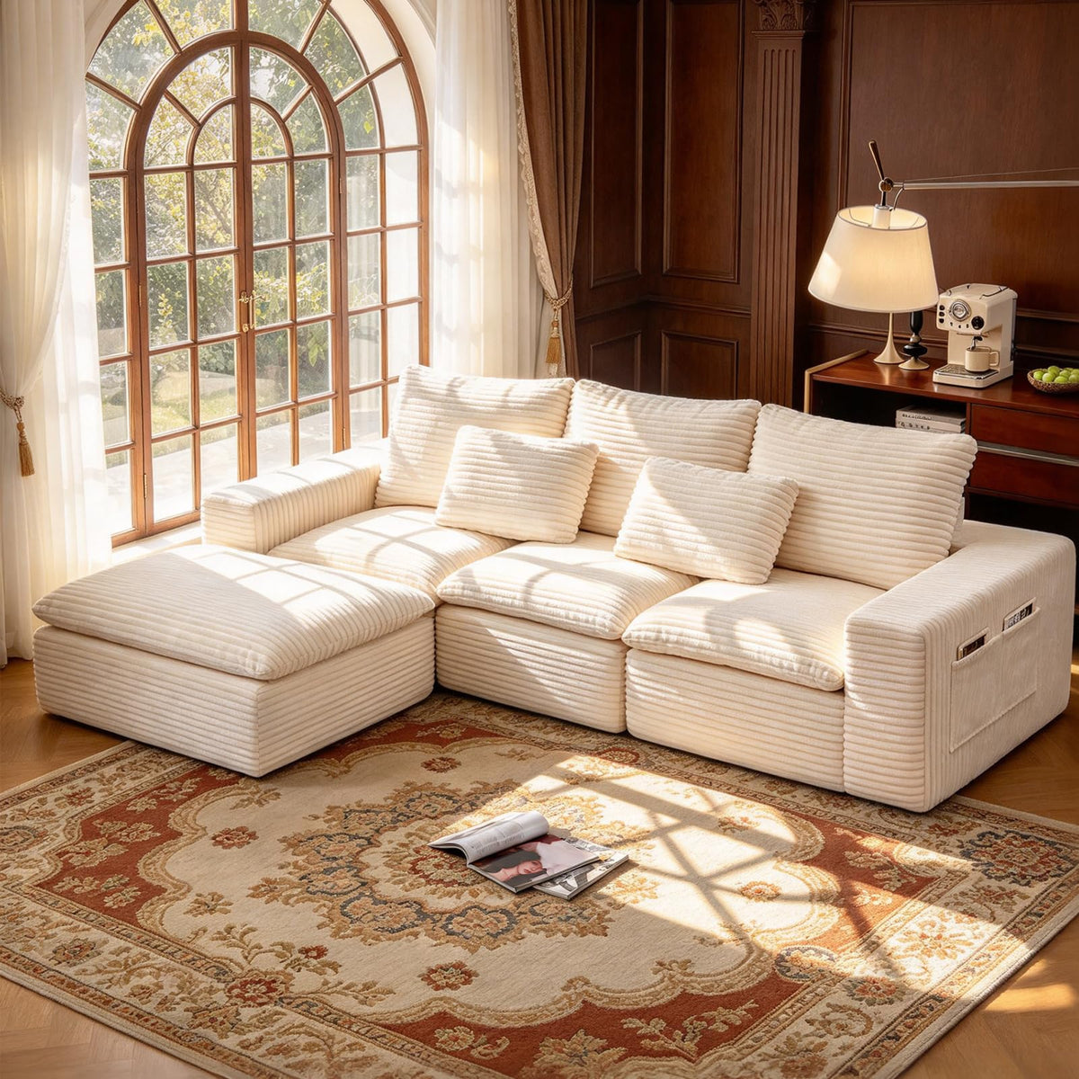 110" Cloud Sectional Couches for Living Room, Warm White