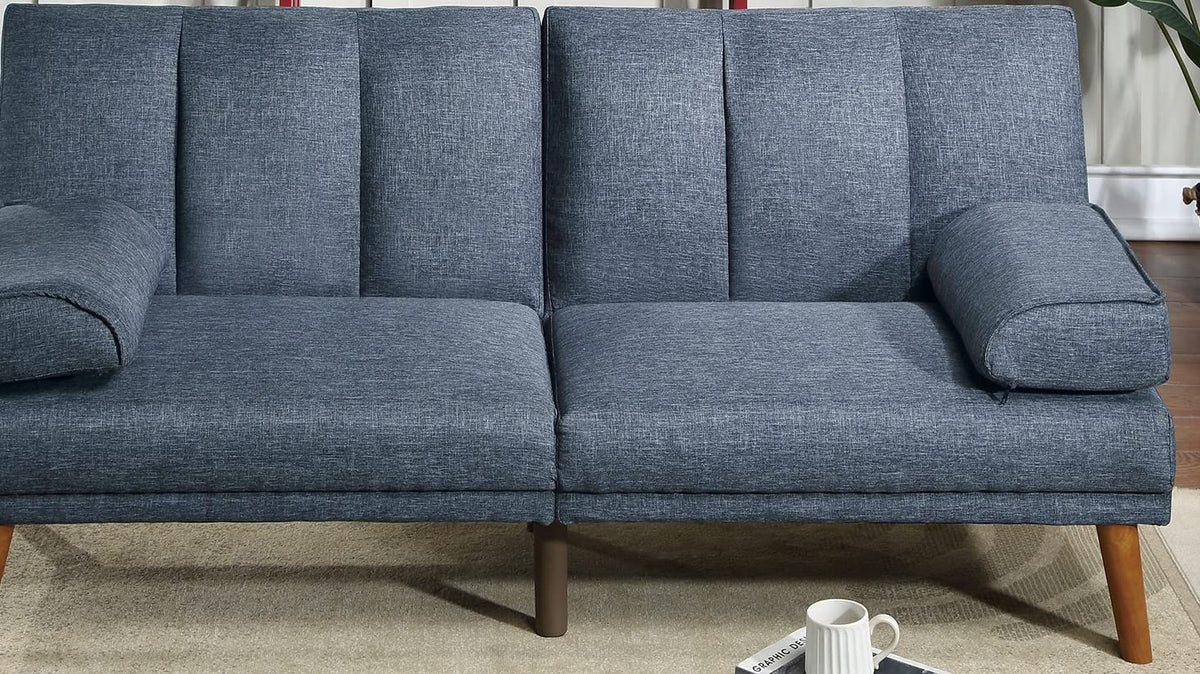 Tidyard Navy Polyfiber Adjustable Sofa with Solid Wood Legs, Contemporary Convertible Couch for Living Room, Includes Extra Cushion, 7? x 3? Chaise Not Included