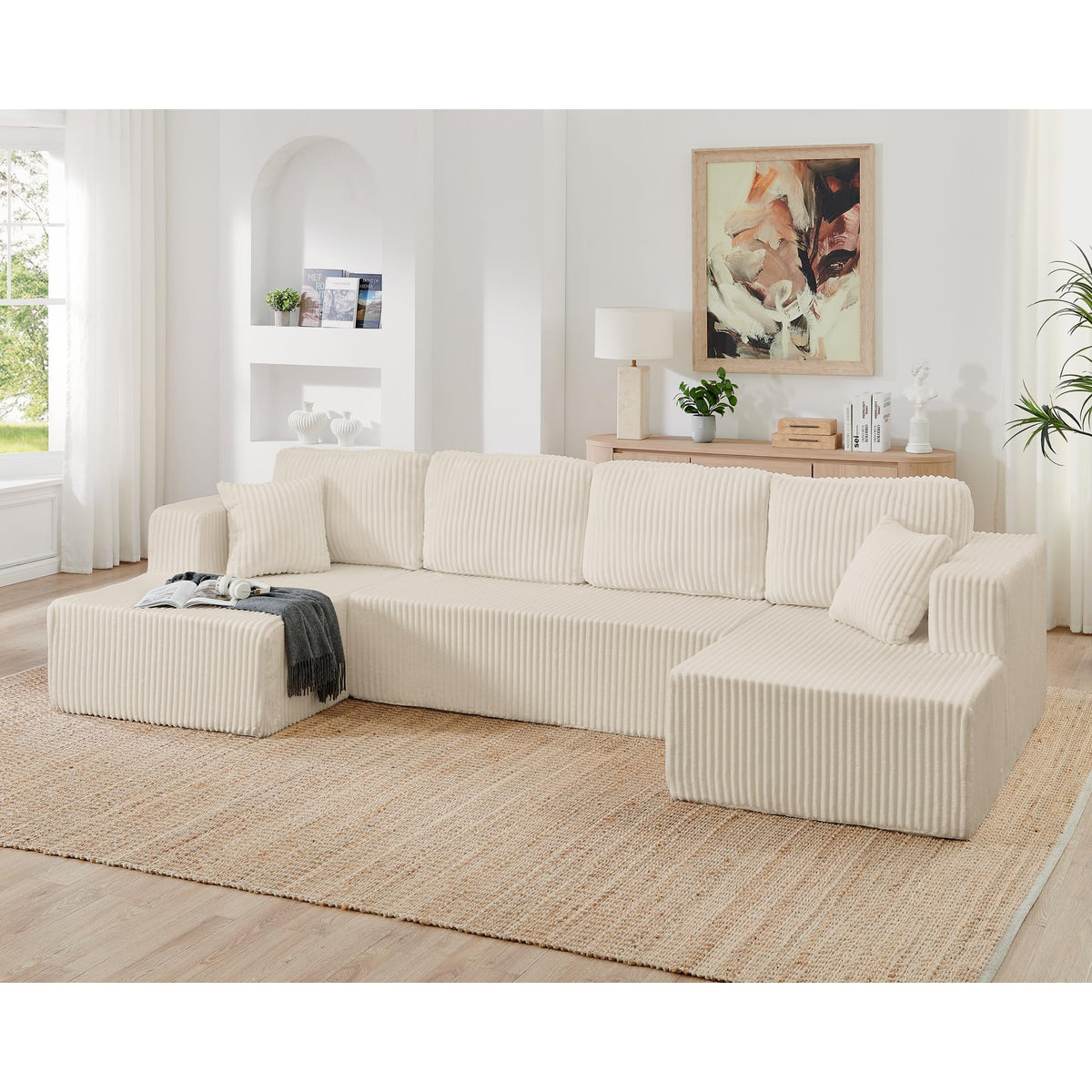 132" Oversized U-Shaped Boneless Couch, Sectional Couches for Living Room