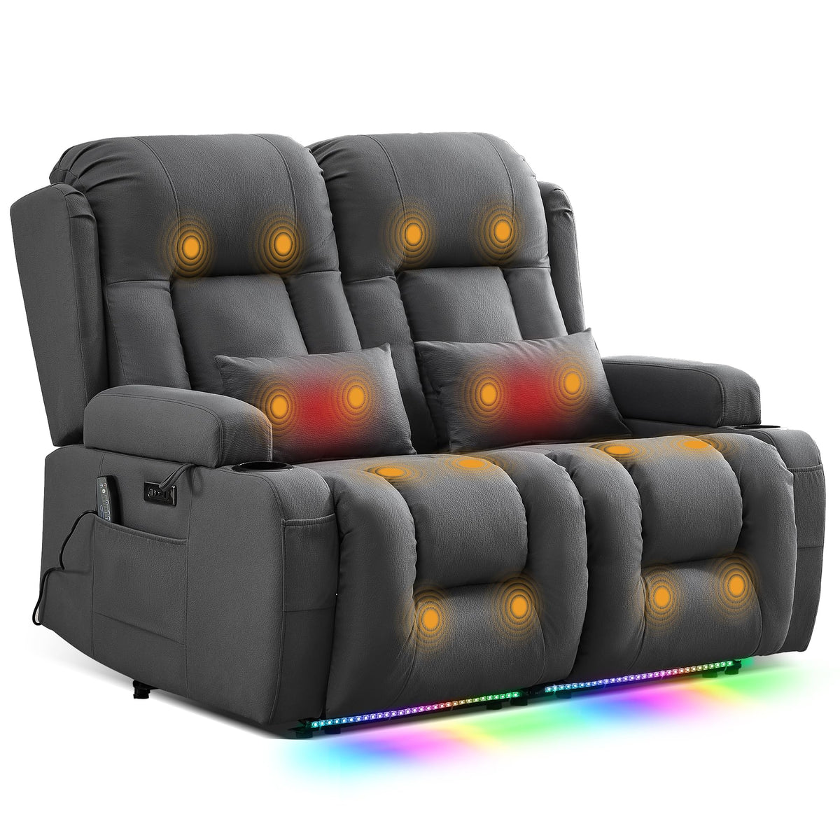 TUNYI Power Loveseat Recliner Sofa with Massage & Heat